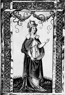 Юдифь Баварская. Миниатюра из Хроники Вельфов. Около 1520 года