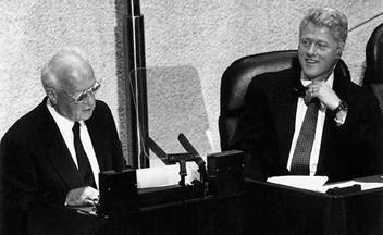 Премьер-министр Израиля Ицхак Рабин и президент США Билл Клинтон. 1994 год